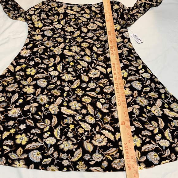 Old Navy Black Floral A-Line Dress M NWT - Picture 3 of 5